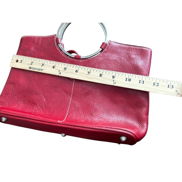 Cuoieria Fiorentina Red Leather Satchel Bag Round Handle Stylish Tote with strap - Picture 11 of 13